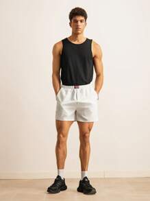 Manfinity Unisex Assorted Sizes Elastic Waist Patchwork Hem Men's Loose Fit Shorts