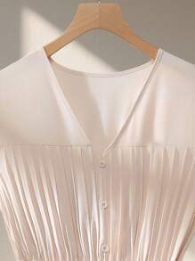 SHEIN Clasi Blusa sin mangas de cintura fruncida con abertura delantera, ropa de oficina/trabajo