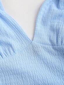 Sweetra Y2K 性感扭褶纹理面料阔腿连体裤 - 藍色 - 查看 7