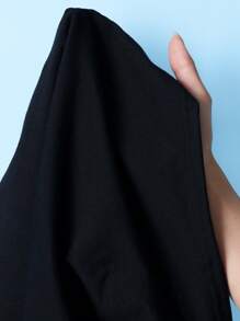 SHEIN Camiseta de Manga Curta Casual para Menina Decorada com Pérolas e Laço - Preto - Visão 8
