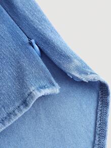 Girlism 青少年女孩时尚休闲柔软度假风格露肩针织牛仔上衣，适合青少年女孩服装，女童服装日常服装和青少年女孩夏季和春季服装