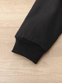 Tween Boys' Casual Academy Print Faux Pocket Mid-Weight Woven Zip-Up Jacket,In Fall/Winter - Black - View 4