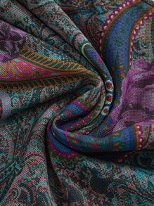 ROMWE Hippie Falda semitransparente con flecos bordados, estampado de paisley y cordones en el bajo, con estilo vintage western y de vaquera para festivales, para mujeres