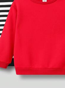 SHEIN 3入組幼兒男童圓領毛絨衣套裝,設有常規肩部設計 - 彩色 - 查看 5