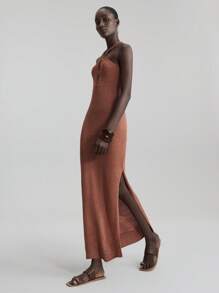 Ontre Conjunto de vacaciones de playa para mujer para el Día de San Juan 2026, estilo campestre para festival de música, vestido de punto sin mangas en crema y naranja, uso diario casual y cómodo para primavera/verano, conjunto de vacaciones de playa bohemio - Naranja Coral - Ver 7