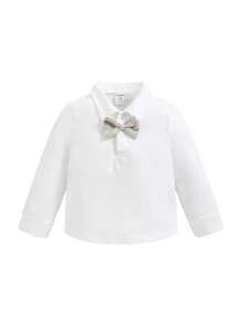 3 件套男婴/女婴绅士装 - 白色长袖衬衫、T 恤、背心和裤子套装，优雅春夏季西装，适合生日派对、洗礼、1 岁生日、正式活动、婚礼嘉宾、花童