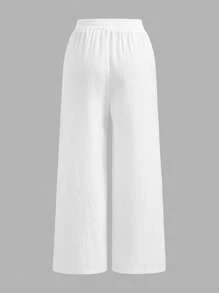 SHEIN EZwear 2 Stücke/Set sommerliche neue gewascheneBaumwoll-Streifen-Loose Hosen