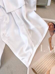 SHEIN Clasi Plus Size Off-Shoulder Lace Trim Waist Blouse - White - View 6
