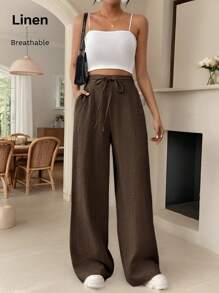 SHEIN Frenchy Men's Solid Color Casual Pants, Suitable For Summer Work Pants Winter Chic Brown Spring - Coffee Brown - View 7