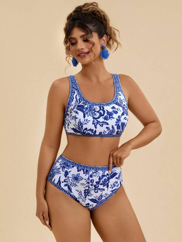 Travachic Plus Size Floral Print Beach Bikini Set, Summer Pool Party Outfit Red White Blue Swimwear High Waisted Bathing Suit Push Up Bikini Latin American Style Swimwear USA 4th Of July Outfits Island Vacation Outfits Honeymoon Outfits Woman Summer Beach Outfits For Woman Vacation Outfits Woman Western Wear Women Country Concert Outfit Boho Women's Clothing Rave Outfits Festival Graduation Outfit Country Festival Outfits Tropical Tank Tops Workout Clothes Women Bathing Suits For Women Sets For Women Summ