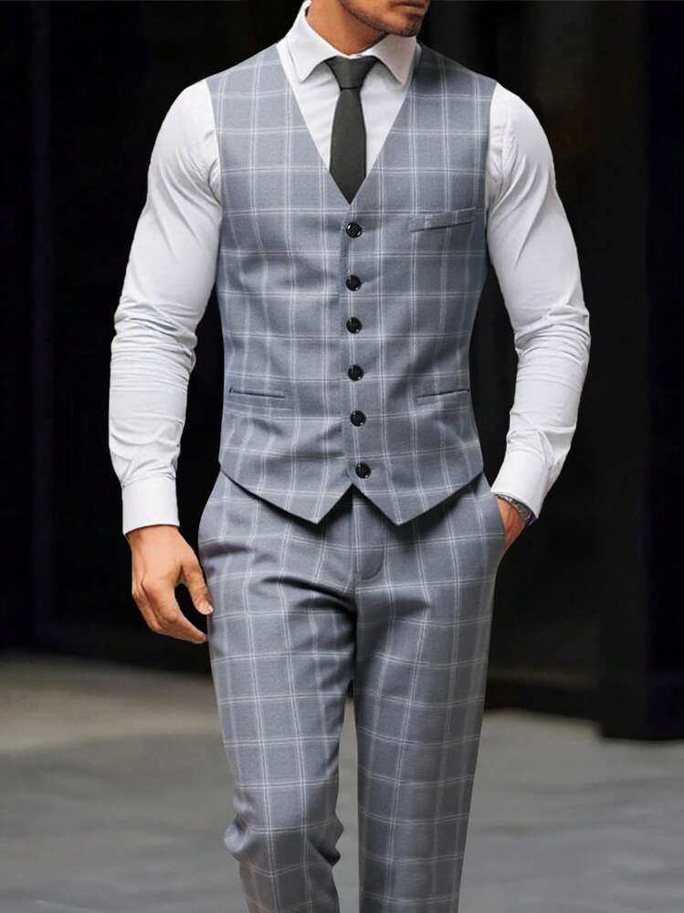 Black Pants Vest And Suit Pants Manfinity Mode Men's Fashion Vest And Pants  Set, Suitable For