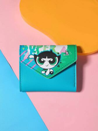 THE POWERPUFF GIRLS X SHEIN 毛茛印花时尚方形卡包