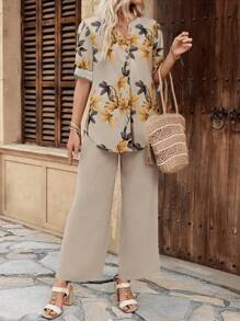 EMERY ROSE Women Two Pieces Outfits For Daily Wear - Khaki - View 3