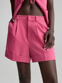 Ontre Bộ vest và quần short vest buộc dây phía trước dành cho nữ, trang phục công sở giáo viên, lễ hội âm nhạc mùa thu/đông - Màu Hoa hồng đỏ - Xem 7