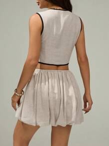 SHEIN PETITE Women Two Pieces Outfits For Daily Wear - Beige - View 2