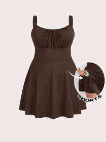 SHEIN EZwear Brown Sleeveless Jumpsuit Plus Size Jumpsuit, Fashion Summer Romper - Brown - View 6