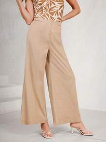 Miaspire Damen Einfarbige, weitgeschnittene, locker sitzende Lässig Hosen mit Taschen, vielseitig & elegant für den Sommer