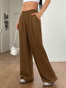 Flirla 2025 Spring/Summer Vintage Style Casual Relaxed Fit Minimalist Long Pants Fall Cloth For Women