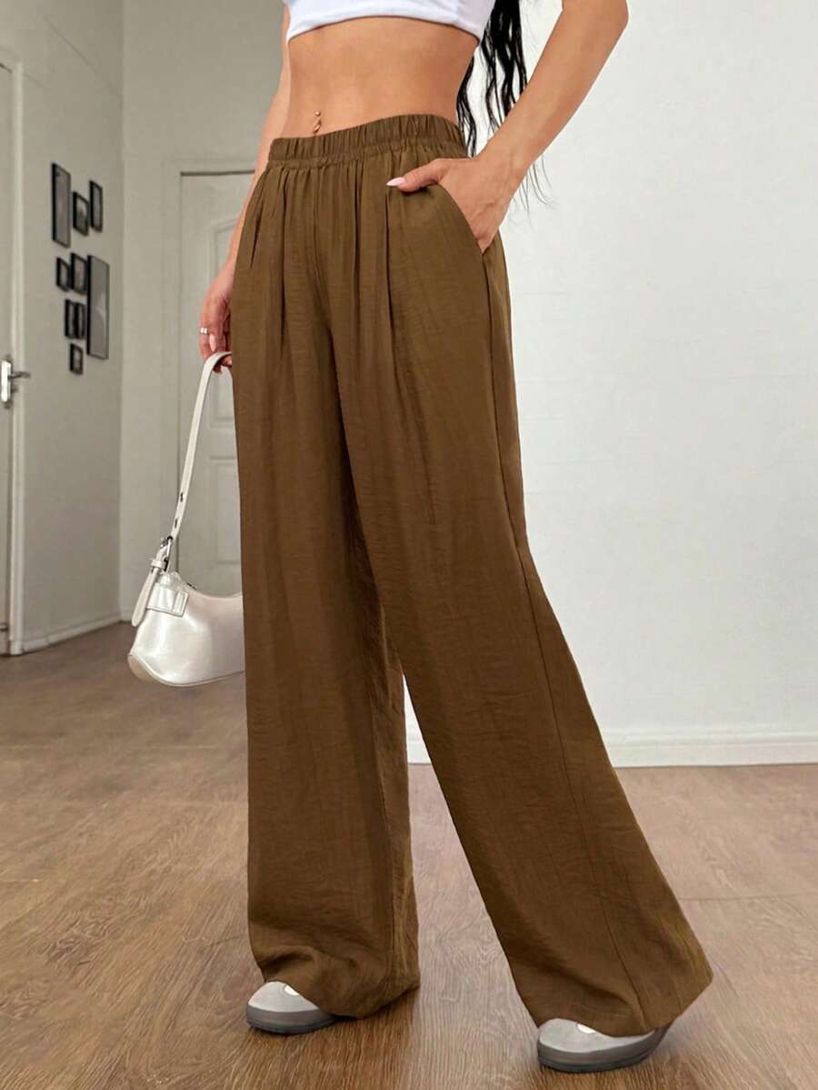 Flirla 2025 Spring/Summer Vintage Style Casual Relaxed Fit Minimalist Long Pants Fall Cloth For Women