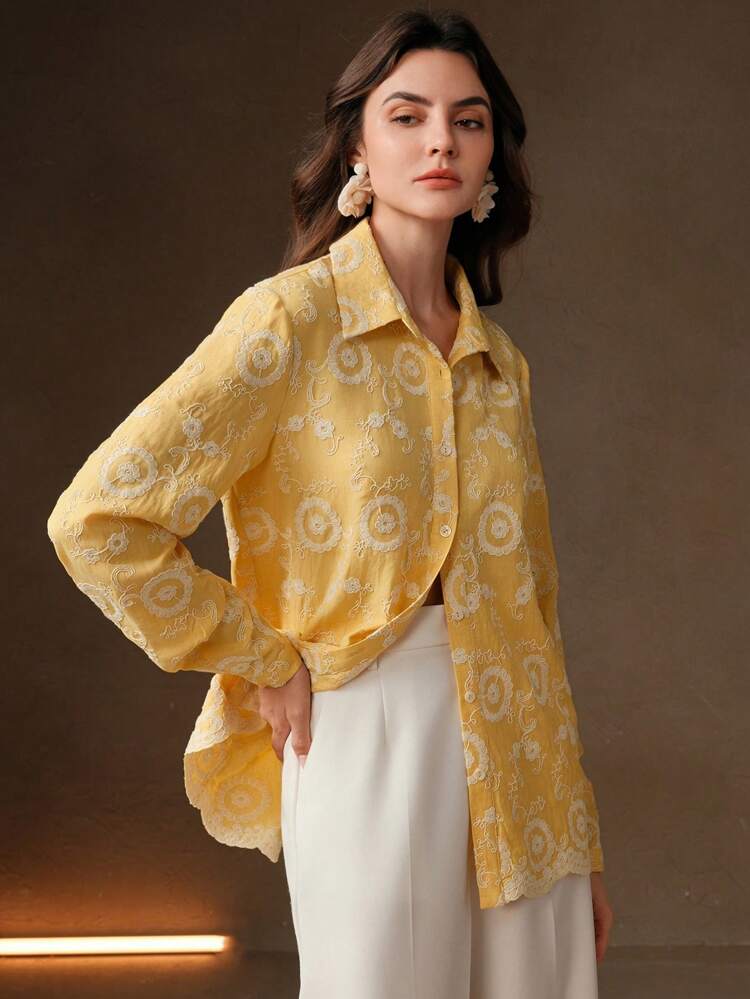 Women's Heavily Embroidered Vintage Style Versatile Blouse, Suitable For Spring Summer Hobo, Beach