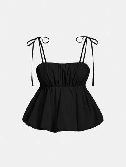 SHEIN MOD 女士粉色泡泡袖上衣、春季吊带背心、狂欢节、情人节