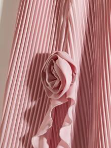 SHEIN Clasi Gonna elegante con vita elastica, colore unito, decorazione floreale 3D, taglie comode