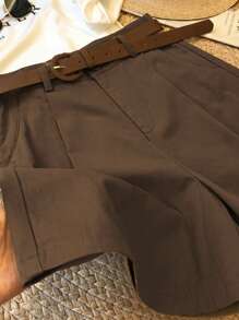 Set de 3 pantalones cortos casual/de oficina en negro, blanco y café para mujeres