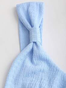 Sweetra Y2K 性感扭褶纹理面料阔腿连体裤 - 藍色 - 查看 4