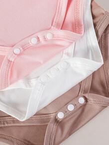 SHEIN 3件套女婴甜美可爱三色休闲连体衣，夏季 - 彩色 - 查看 7