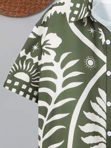 Camisa de manga corta con botones y estampado geométrico para niño adolescente