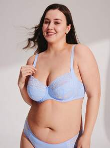 LUVLETTE Plus Woman Full Coverage Lingerie Lounge Curve Support & Breathable Underwire Sexy Unlined Minimizer Lace Elegance Bra Bridal Intimates