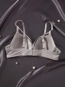 1pc Romantic Solid Color Underwire Supportive Adjustable Bra, Women's - Khaki - View 2