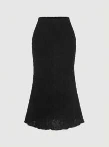 SHEIN MOD Black Cropped Jacquard Knit Tank Top And Maxi Skirt Elegant 2-Piece Set - Black - View 8