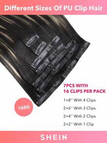 Seamless Clip Ins 7PCS Seamless PU Clip In Human Hair Extensions 100% Real Human Hair 14-22 Inch Balayage Ombre Blonde Color Skin Weft Remy Hair Extensions 110G With Clip - S1B/19/1B - View 9