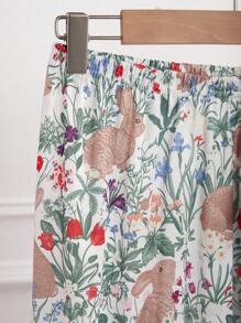 2pcs Girls Casual Set - Solid Color Short Sleeve Top And Floral Print Pants, Comfortable Loungewear Girls Clothes Teen Girls Sets - Pink - View 6