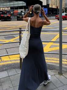 Livesso Summer New Solid Color Beach Holiday Casual Style Women Long Dress