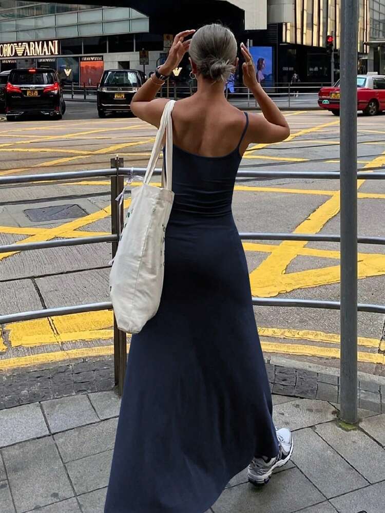 Summer New Solid Color Beach Holiday Casual Style Women Long Dress Maxi Dress