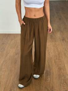 Flirla 2025 Spring/Summer Vintage Style Casual Relaxed Fit Minimalist Long Pants Fall Cloth For Women