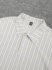 Manfinity Homme Áo thun polo tay ngắn cổ hở nửa sọc thường ngày cho nam, mùa hè - Nhiều màu - Xem 3