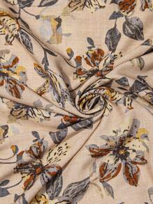 SHEIN 孕妇休闲度假波西米亚风花卉太阳裙 - 卡其色 - 查看 7