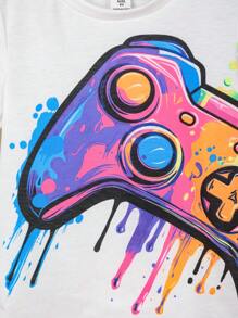 6 pièces/set T-shirt à manches courtes col rond ample avec short pour enfants garçons, style décontracté universitaire, motifs d'animaux de dessins animés confortables. Comprend 3 motifs différents, convient pour l'école, le jardin, la plage, les fêtes d'anniversaire au printemps, en été, en automne et en hiver. - Multicolore - Voir 7