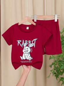 6 pièces/set T-shirt à manches courtes col rond ample avec short pour enfants garçons, style décontracté universitaire, motifs d'animaux de dessins animés confortables. Comprend 3 motifs différents, convient pour l'école, le jardin, la plage, les fêtes d'anniversaire au printemps, en été, en automne et en hiver. - Multicolore - Voir 10