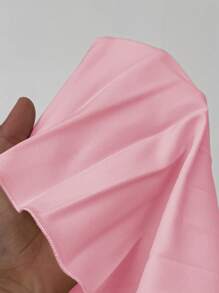 SHEIN Unity 大码女式优雅浪漫度假无袖系腰百褶纯色中长连衣裙 - 粉色 - 查看 6