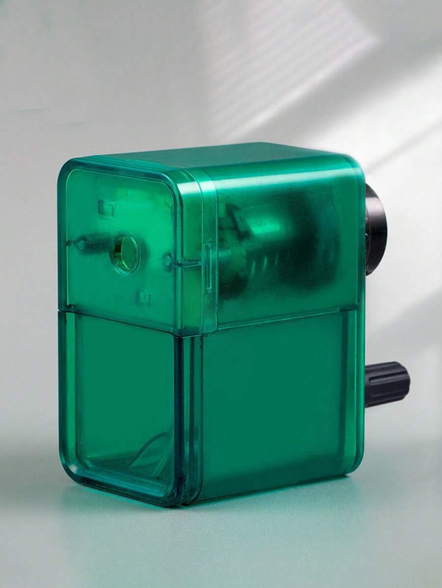 1pc Sketch Pencil Sharpener Dual Hole Manual Rotary Pencil Sharpener For Students And Teachers Back To School - Green - View 1