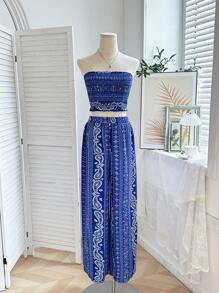 INAWLY Ensemble deux pièces pour femmes pour le port quotidien - Bleu marine - Voir 4
