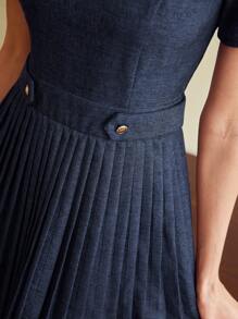 Vintamour Vintage Elegant Women's Dress Pleated Spring/Summer Outfits For Women Summer Dresses For Women Graduation Dress Summer Clothes Dresses For Women Summer Wedding Guest Dress Women Sun Dresses For Women Vacation Outfits Woman Graduation Dresses For Women Elegant Formal Dresses For Women Easter Dress Women Elegance Elegant Dresses For Women Birthday Dresses For Women Mother's Day Blue Dress Business Casual Woman Sundresses Work Clothes Women