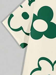 Manfinity Homme Men Floral Print Casual T-Shirt And Shorts Set, Cozy Outfits - Green - View 6