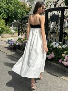 SHEIN EZwear Vestido largo con tirantes de verano para mujer, moda adecuada para el verano - Multicolor - Ver 2