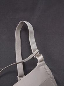1pc Romantic Solid Color Underwire Supportive Adjustable Bra, Women's - Khaki - View 7