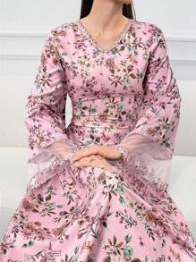 Al Najma Ladies Turkish & Arabic Traditional Long Robe, Modest Kaftan - Pink - View 5